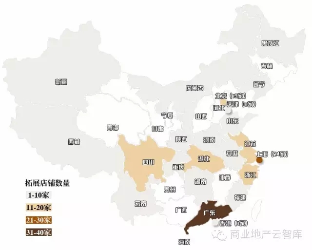 8月新興品牌TOP50重點拓展省市分布圖